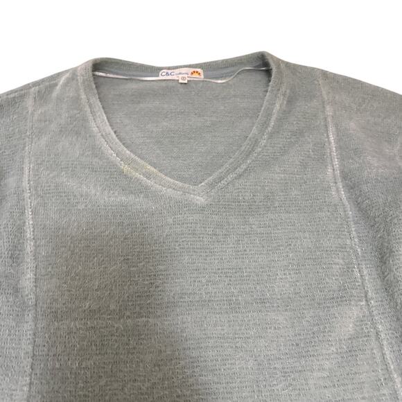 C&C California Sweater Womens Size Medium Seafoam Pullover V-Neck Knit Cotton - Picture 8 of 14